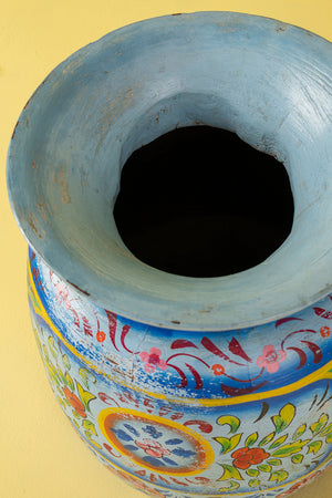Hand Painted Vintage Large Wooden Pot (Re-worked) - 24