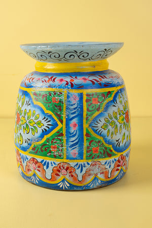 Hand Painted Vintage Large Wooden Pot (Re-worked) - 24