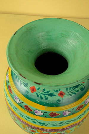 Hand Painted Vintage Large Wooden Pot (Re-worked) - 26