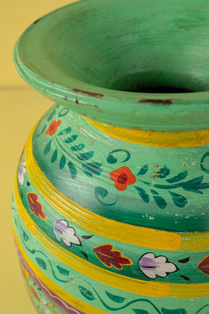Hand Painted Vintage Large Wooden Pot (Re-worked) - 26