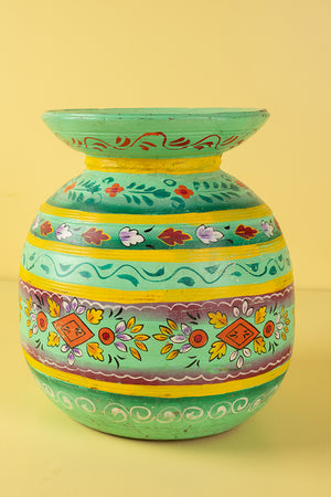 Hand Painted Vintage Large Wooden Pot (Re-worked) - 26