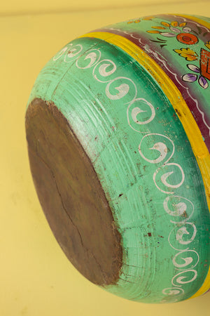 Hand Painted Vintage Large Wooden Pot (Re-worked) - 26