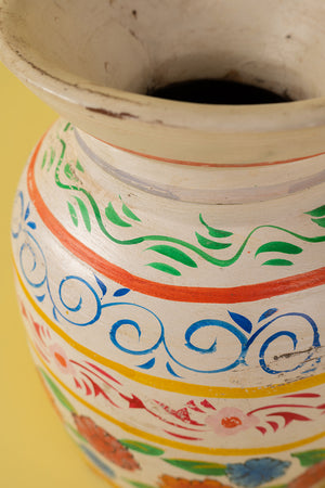 Hand Painted Vintage Large Wooden Pot (Re-worked) - 27