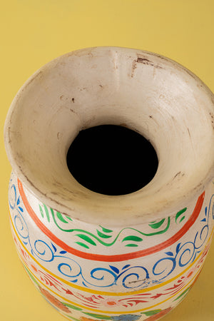 Hand Painted Vintage Large Wooden Pot (Re-worked) - 27