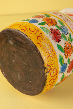 Hand Painted Vintage Large Wooden Pot (Re-worked) - 27