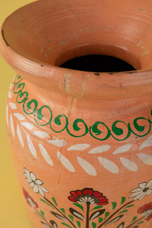 Hand Painted Vintage Large Wooden Pot (Re-worked) - 29