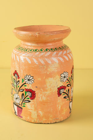 Hand Painted Vintage Large Wooden Pot (Re-worked) - 29