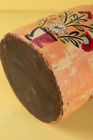 Hand Painted Vintage Large Wooden Pot (Re-worked) - 29
