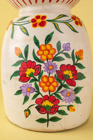 Hand Painted Vintage Large Wooden Pot (Re-worked) - 30
