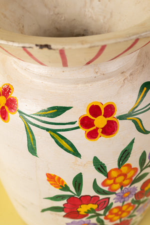 Hand Painted Vintage Large Wooden Pot (Re-worked) - 30