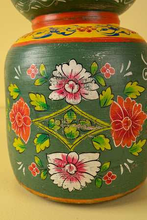 Hand Painted Vintage Large Wooden Pot (Re-worked) - 32