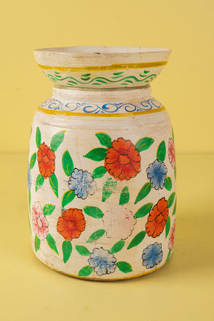 Hand Painted Vintage Large Wooden Pot (Re-worked) - 33