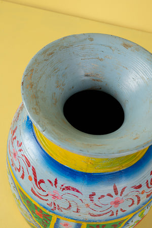 Hand Painted Vintage Large Wooden Pot (Re-worked) - 34