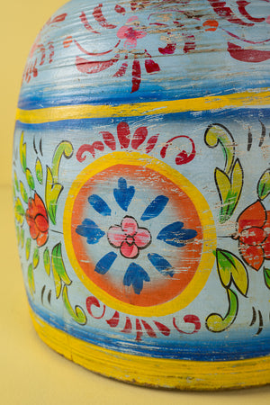 Hand Painted Vintage Large Wooden Pot (Re-worked) - 34