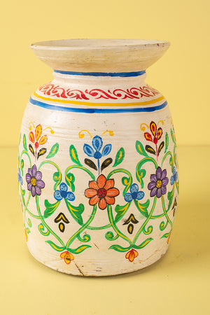 Hand Painted Vintage Large Wooden Pot (Re-worked) - 35