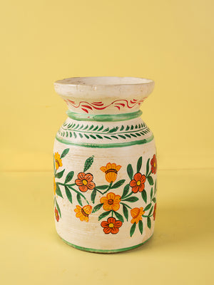Hand Painted Vintage Large Wooden Pot (Re-worked) - 36