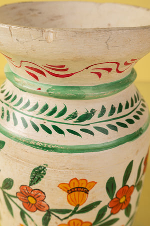 Hand Painted Vintage Large Wooden Pot (Re-worked) - 36