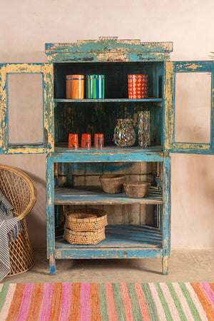 Vintage Blue Cabinet with Shelves