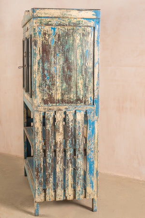 Vintage Blue Cabinet with Shelves