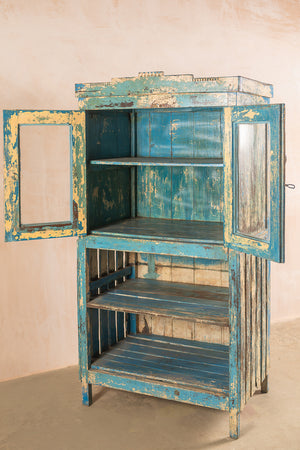 Vintage Blue Cabinet with Shelves
