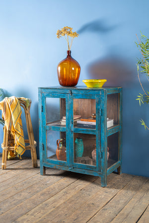 Blue Vintage Display Cabinet