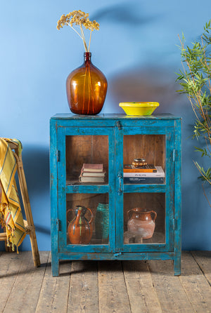 Blue Vintage Display Cabinet