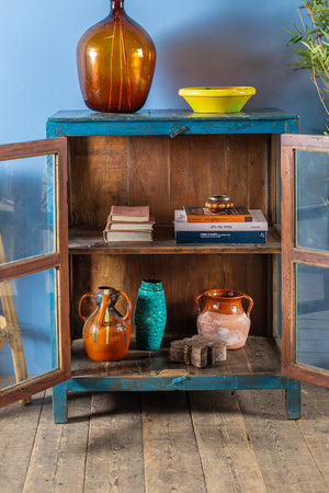 Blue Vintage Display Cabinet