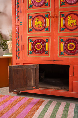 Orange Vintage Temple Style Cupboard