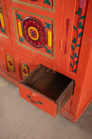 Orange Vintage Temple Style Cupboard