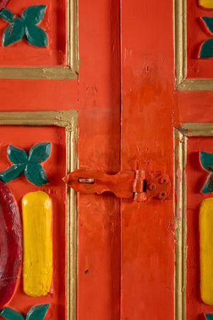 Orange Vintage Temple Style Cupboard