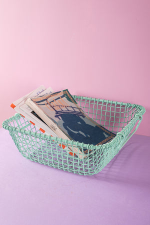 Light Blue Metal Railway Basket