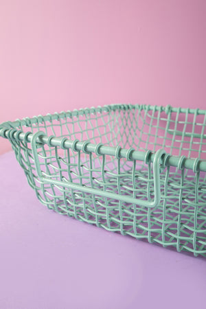 Light Blue Metal Railway Basket