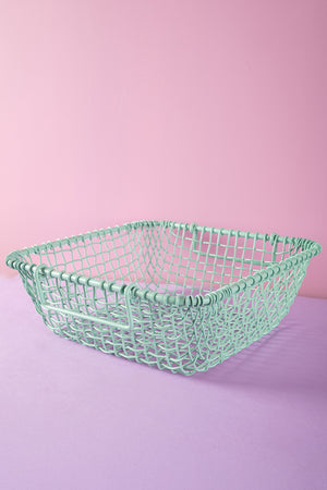 Light Blue Metal Railway Basket