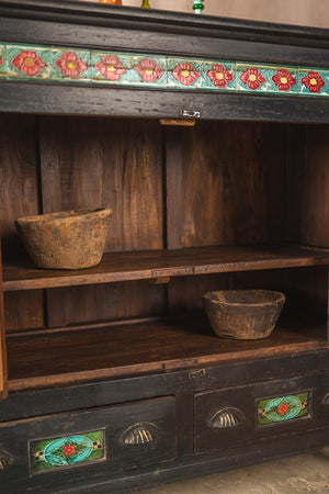 Black Vintage Sideboard with Tiles