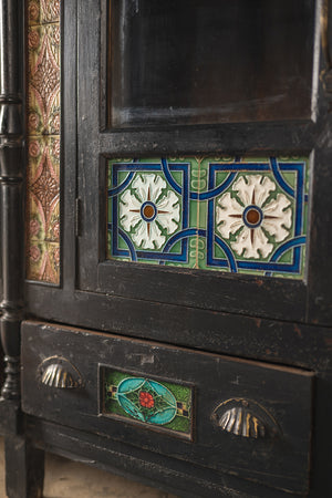 Black Vintage Sideboard with Tiles