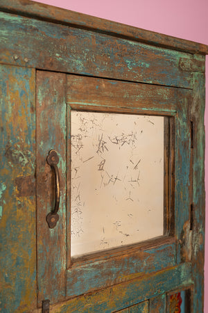 Vintage Blue Sideboard with Mirrors
