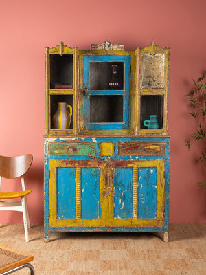 Vintage Blue & Yellow Dresser