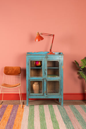 Light Blue Vintage Display Cabinet