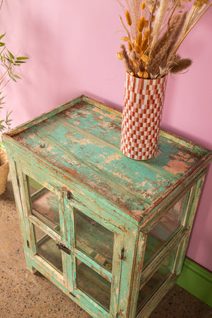 Vintage Light Green Display Cabinet