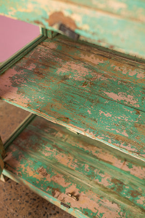 Vintage Light Green Display Cabinet
