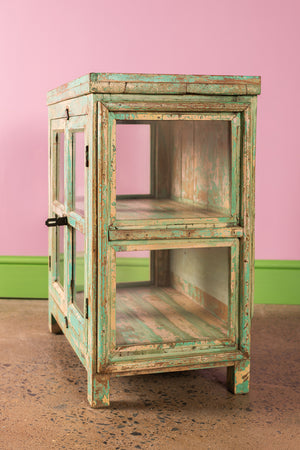 Vintage Light Green Display Cabinet