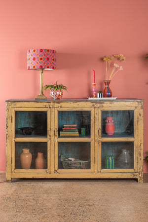 Vintage Blue & Yellow Sideboard