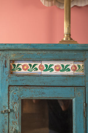 Light Blue Vintage Sideboard with Tiles