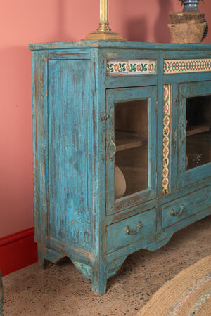 Light Blue Vintage Sideboard with Tiles