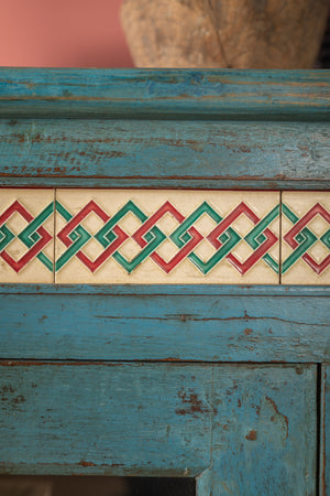 Light Blue Vintage Sideboard with Tiles