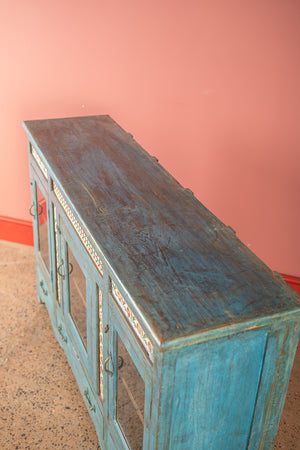 Light Blue Vintage Sideboard with Tiles