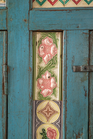 Light Blue Vintage Sideboard with Tiles