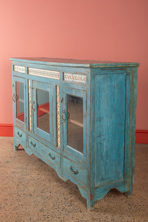 Light Blue Vintage Sideboard with Tiles