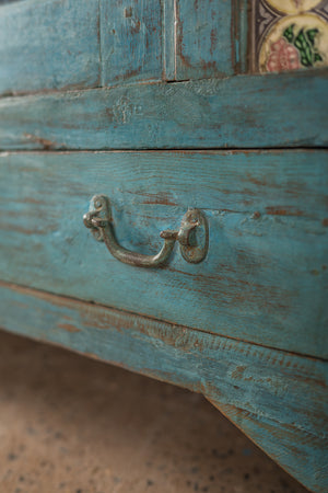 Light Blue Vintage Sideboard with Tiles