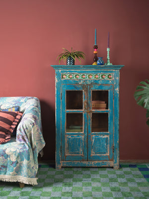 Vintage Blue Cabinet with Tiles